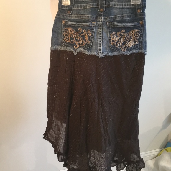 Candie’s denim and black sheer flounce skirt - Picture 5 of 6